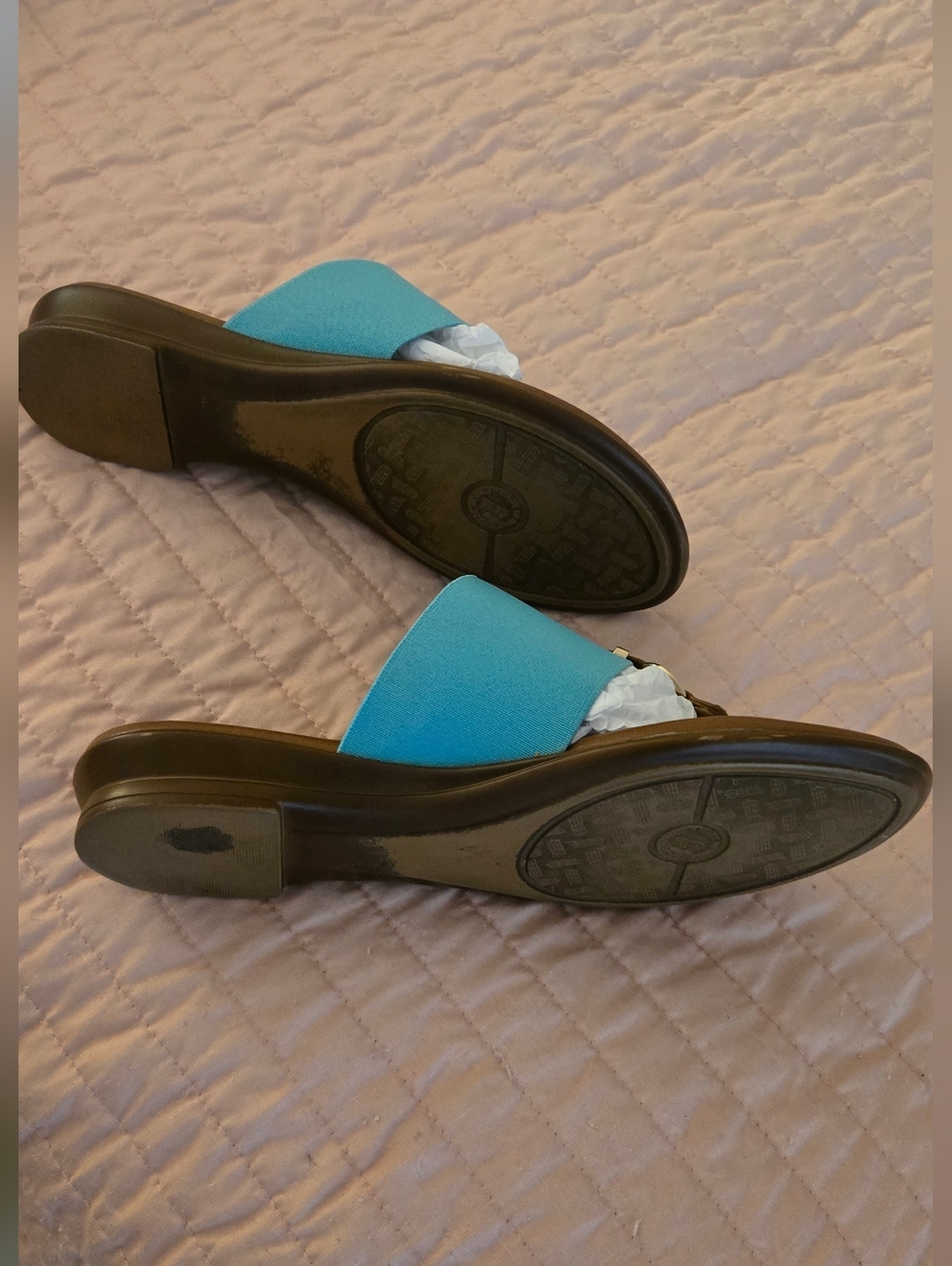 EUC!!  ITALIAN SHOEMAKERS ASHER TEAL ELASTIC BAND SANDALS SIZE 7 - Picture 3 of 3